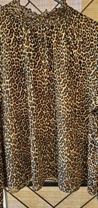 Leopard print sheer blouse 2x NWOT